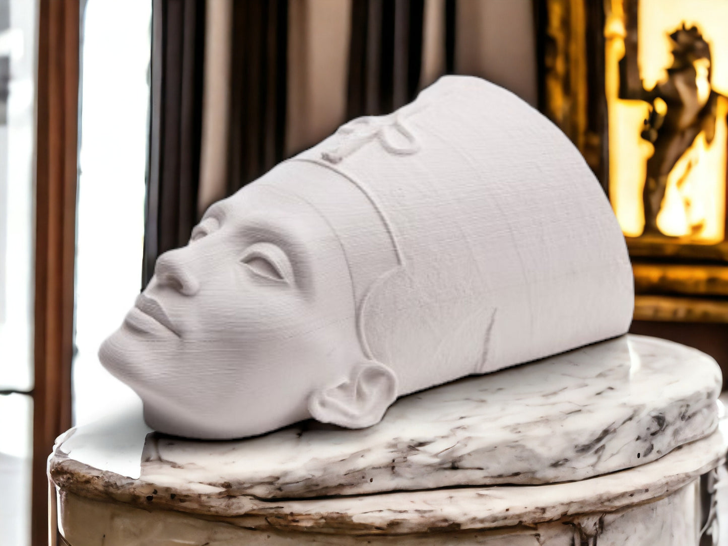 3D Printed Nefertiti Wall Art - Elegant Gothic Decor, Unique Hanging Sculpture for Home & Office