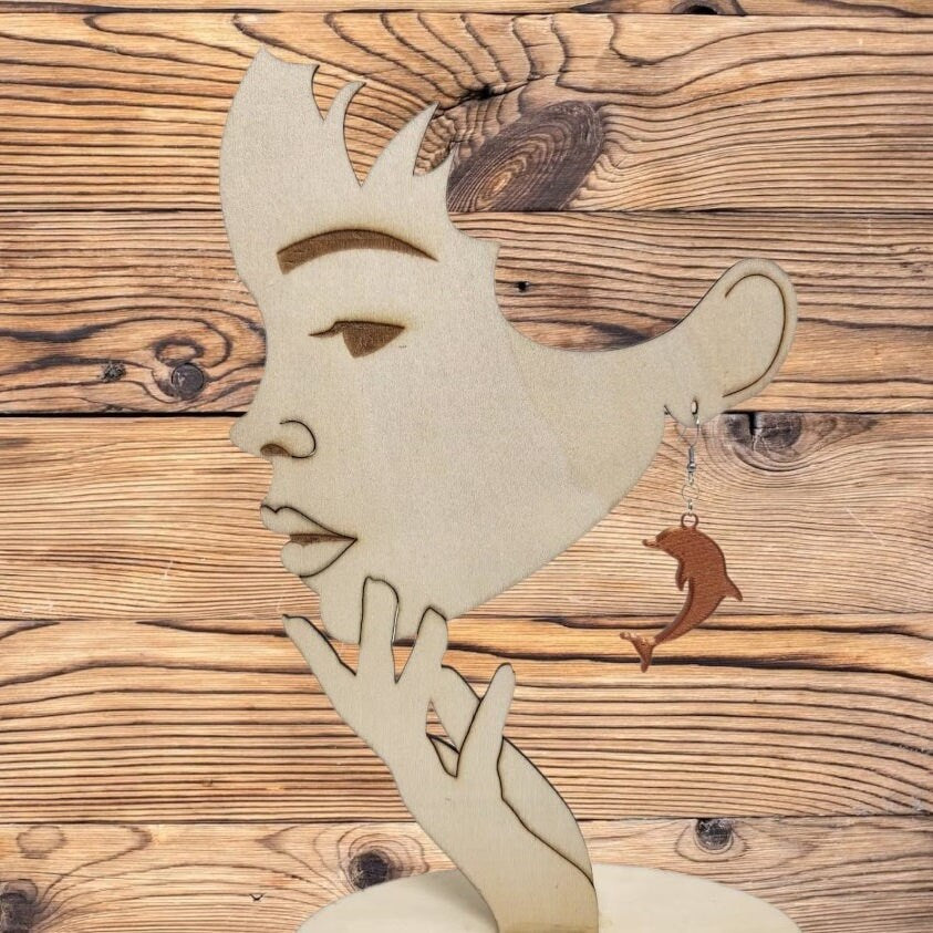 Dangle Hook Earrings - 3D Printed Dolphin Sea Life Jewelry, Ocean-Inspired Animal Design, Unique Gift for Ocean Lovers