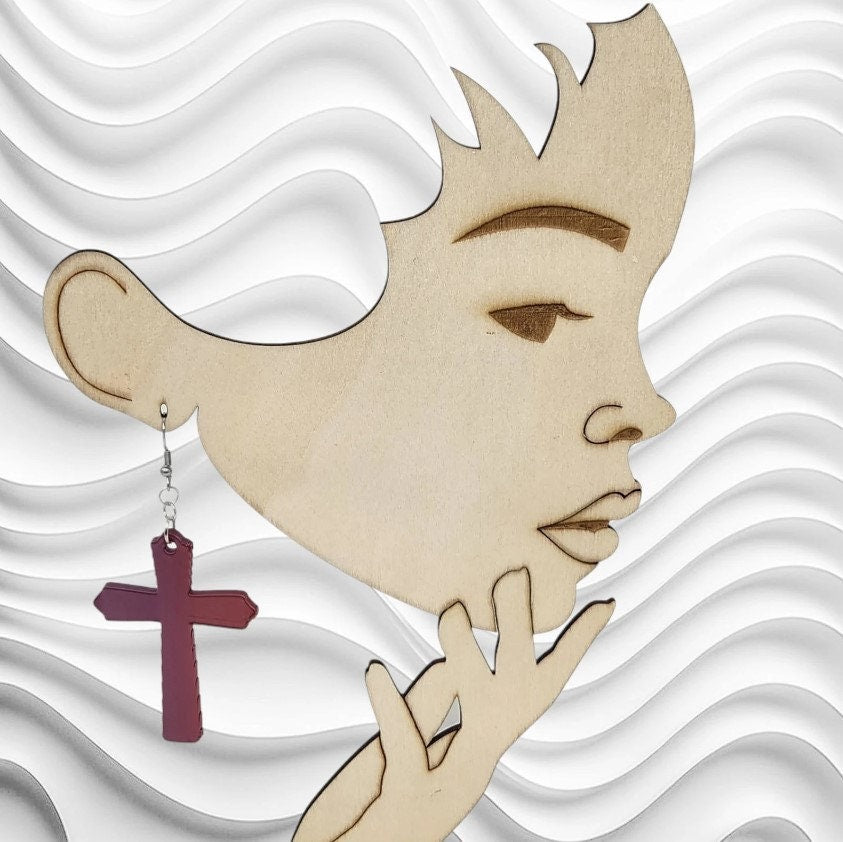 Religious Jewelry -  Faith Cross Dangle Earrings - 3D Printed for Inspired Style & Unique Look