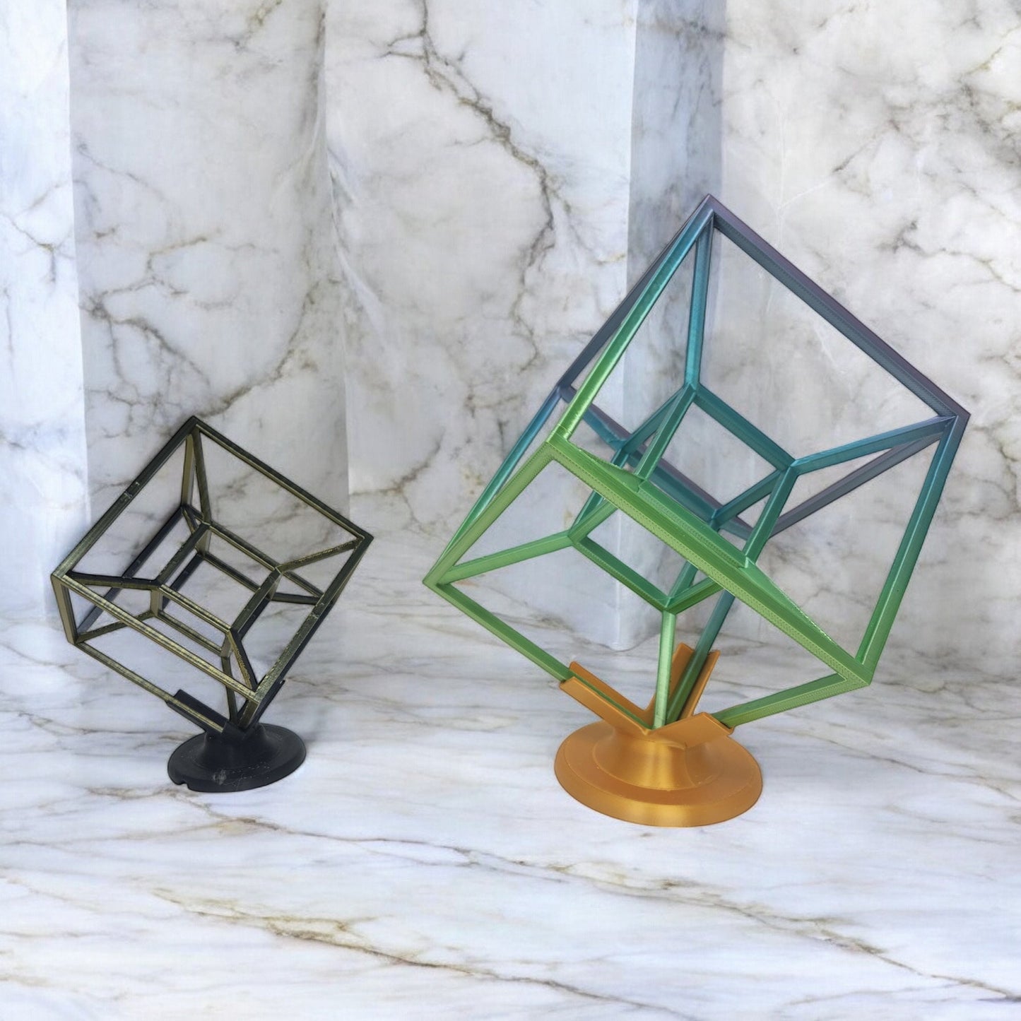 Tesseract Hypercube - Stunning 4D Sculpture, Dimensional Geometry Art - Spatial Dimension Masterpiece - 3D Printed