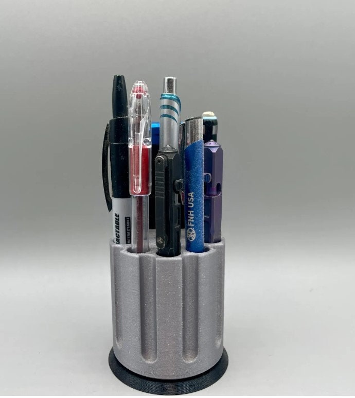 3D Printed Revolver Cylinder Pen, Pencil & Toothbrush Holder - Unique Desktop Decor Accessory, Fun Gift for Gun Lovers