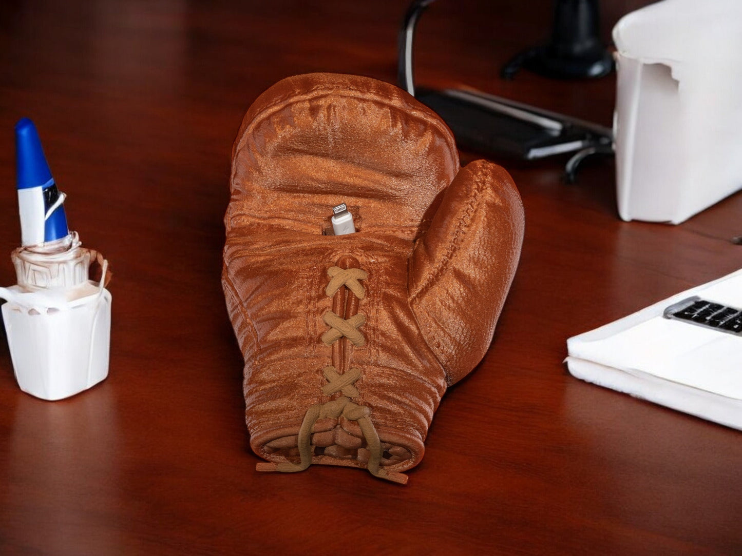 Boxing Glove Phone Holder - 3D Printed Smartphone Stand, Desk Organizer for Home Office, Video Calls and Streaming