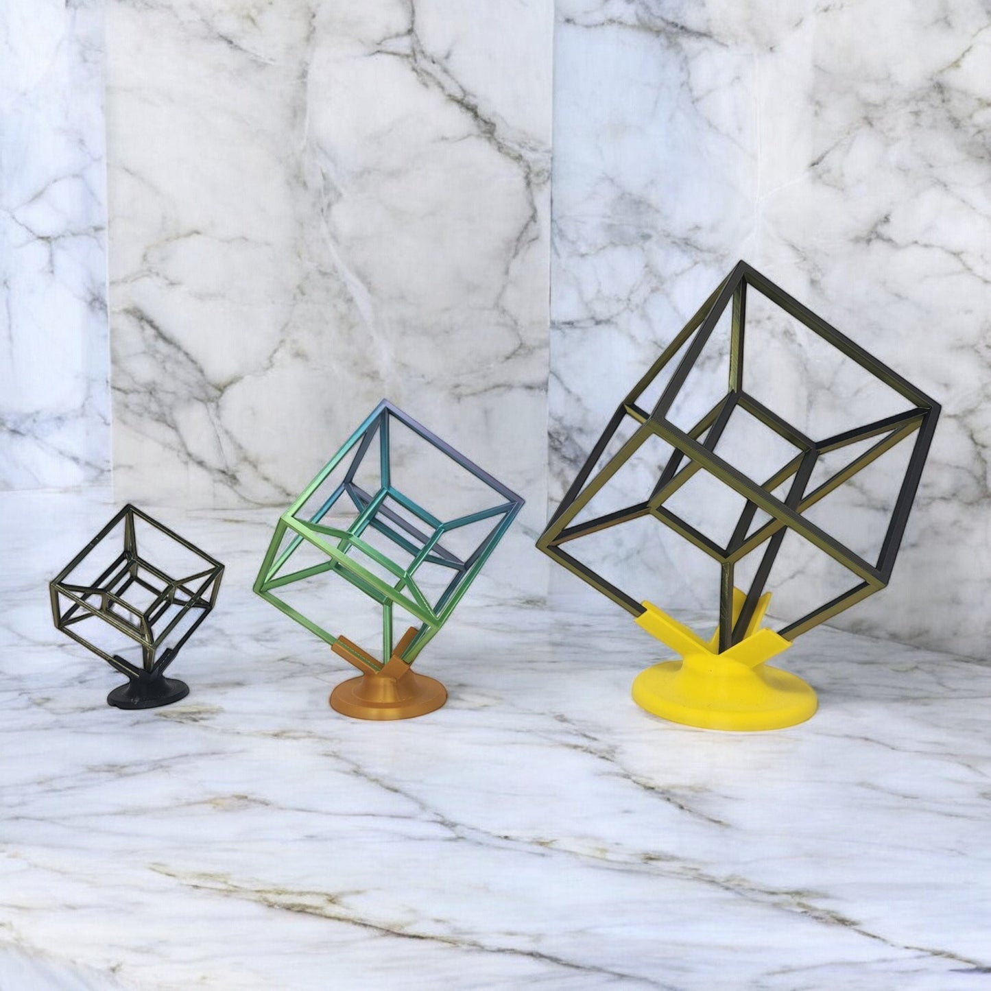 Tesseract Hypercube - Stunning 4D Sculpture, Dimensional Geometry Art - Spatial Dimension Masterpiece - 3D Printed