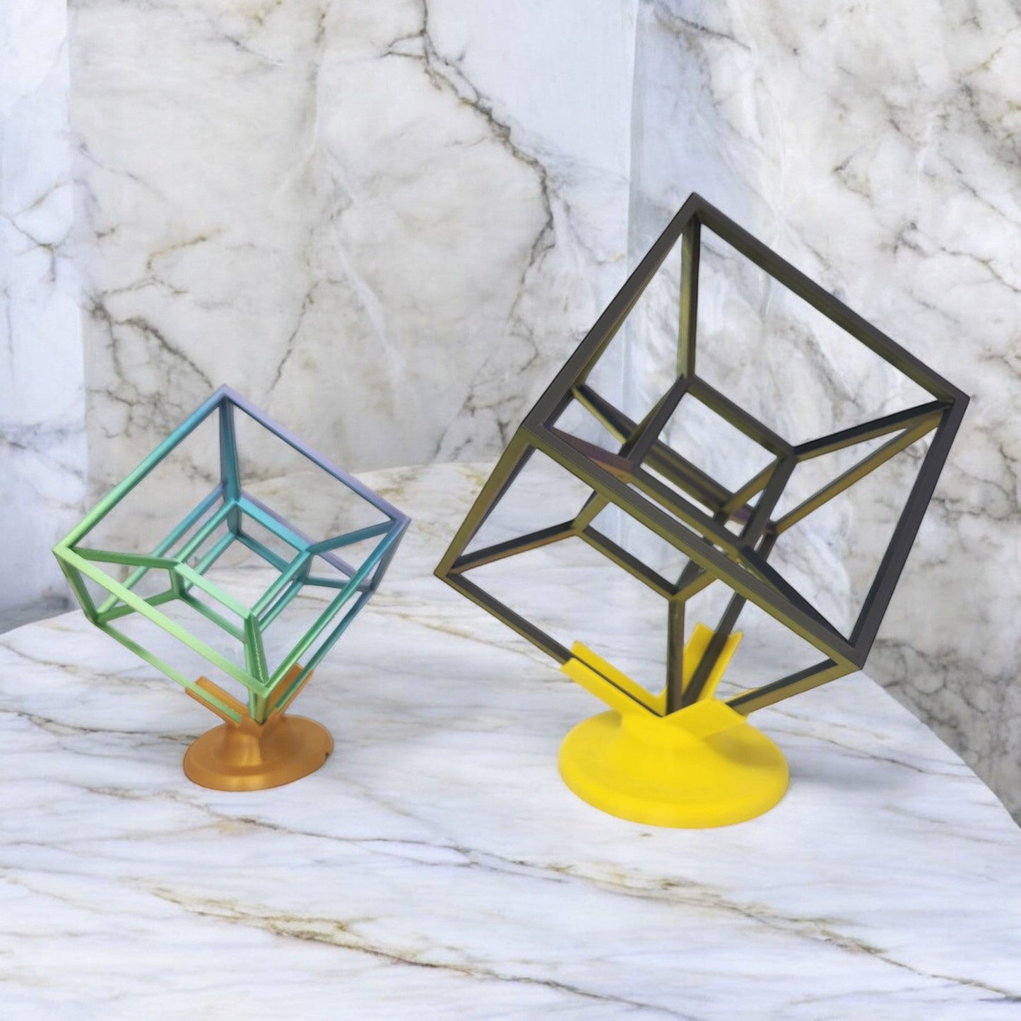 Tesseract Hypercube - Stunning 4D Sculpture, Dimensional Geometry Art - Spatial Dimension Masterpiece - 3D Printed