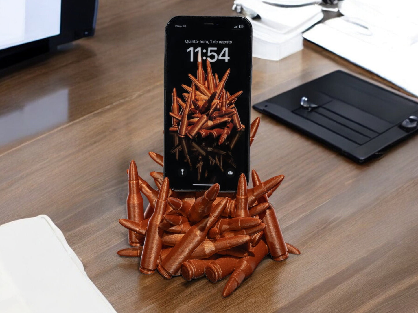 Shot Gun Shells Phone Holder | 3D Printed Unique Desktop Accessory & Gift for Gun Lovers