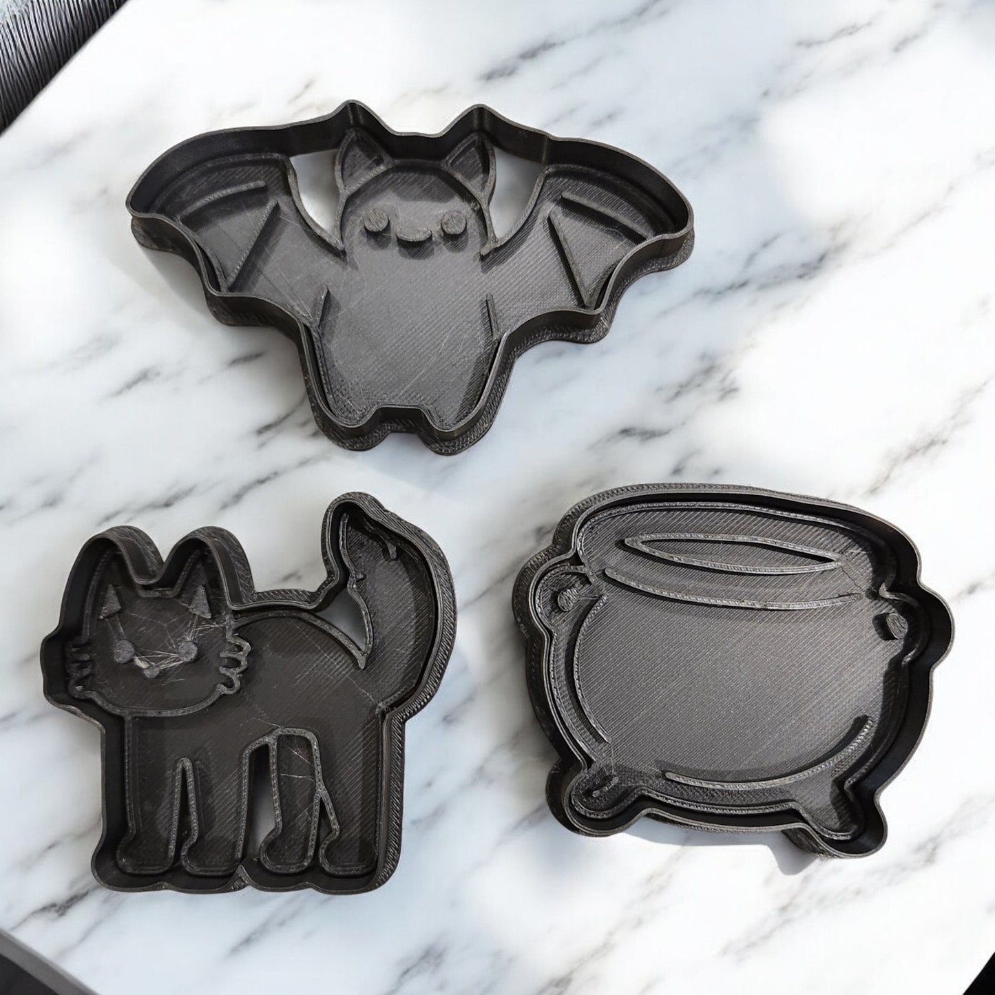 Halloween Cookie Cutters 3D Printed - Pumpkin, Skeleton, Bat, Ghost & Cauldron - Perfect for Baking Festive Treats!