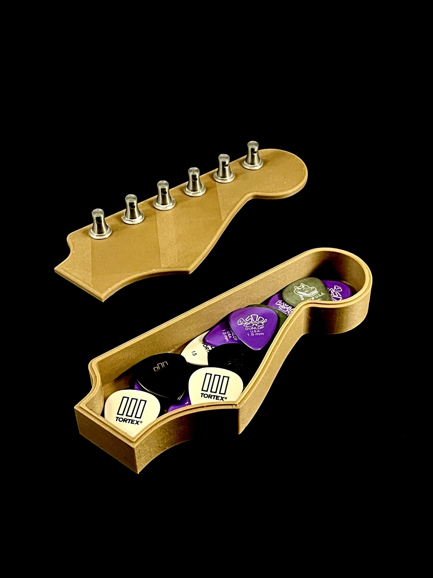 Fender Strat Style Headstock 3D Printed Jewelry and Pick Holder | Unique Guitar Accessory, Home Decor, Custom Organizer