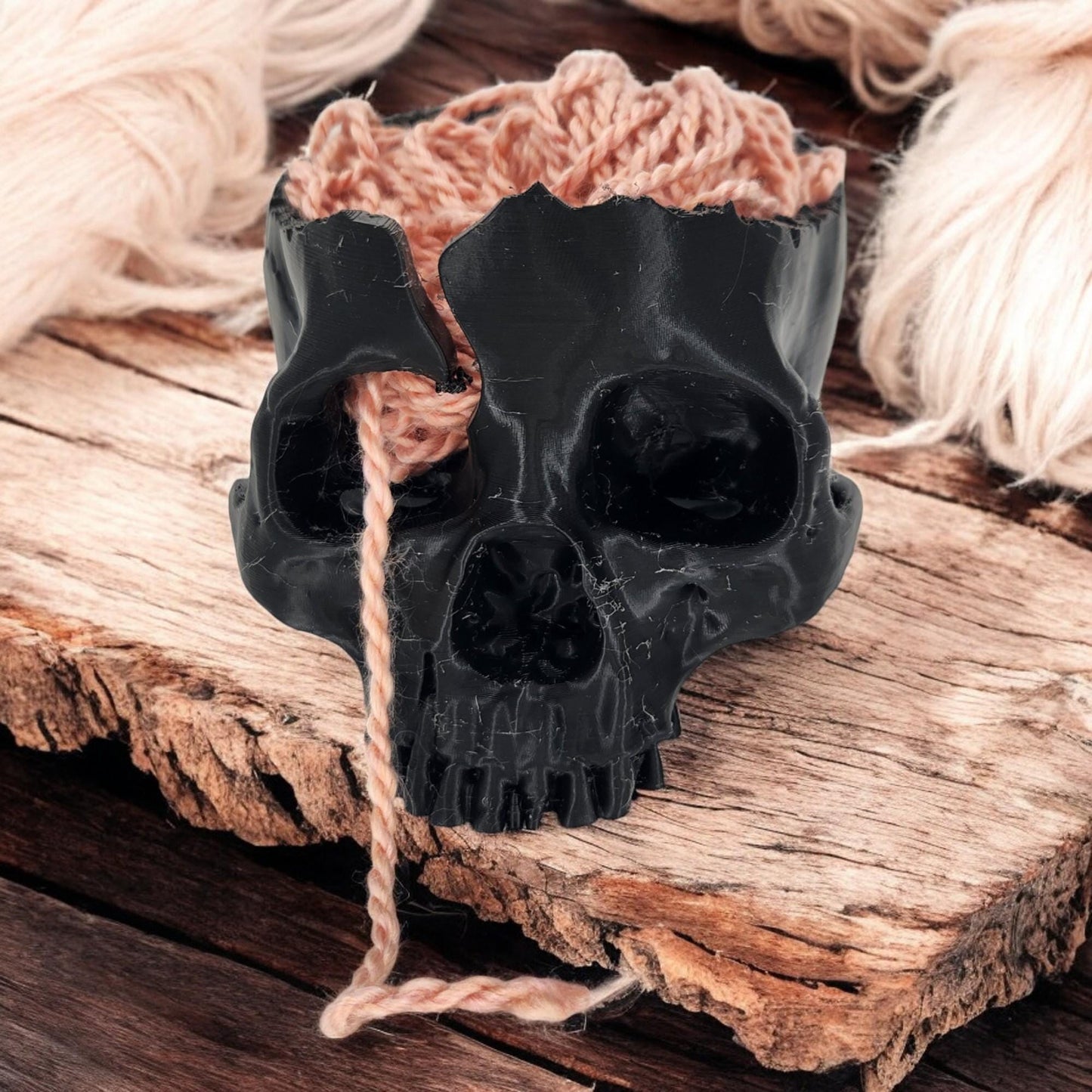 Skull Yarn Bowl | Crocheting & Knitting Accessory | Craft Wool Holder for Spooky Home Decor DIY Gift