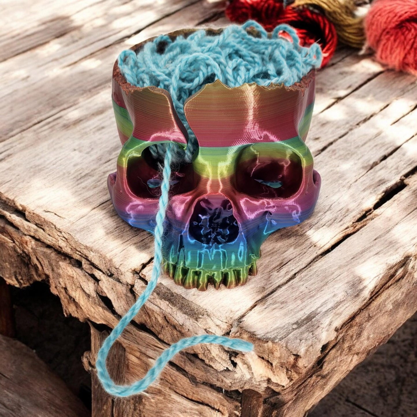 Skull Yarn Bowl | Crocheting & Knitting Accessory | Craft Wool Holder for Spooky Home Decor DIY Gift