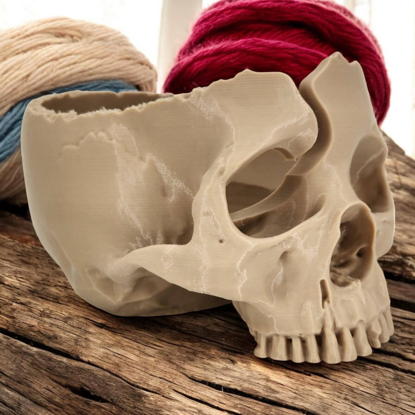 Skull Yarn Bowl | Crocheting & Knitting Accessory | Craft Wool Holder for Spooky Home Decor DIY Gift