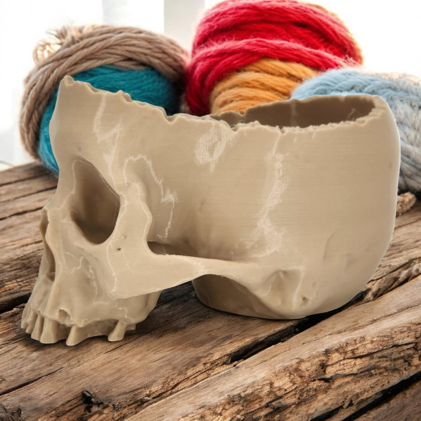 Skull Yarn Bowl | Crocheting & Knitting Accessory | Craft Wool Holder for Spooky Home Decor DIY Gift