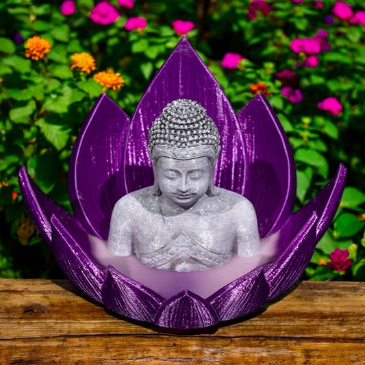 Incense Burner - Buddha in Lotus Flower Backflow Design | Altar Decor Perfect Gifts for Meditation & Relaxation