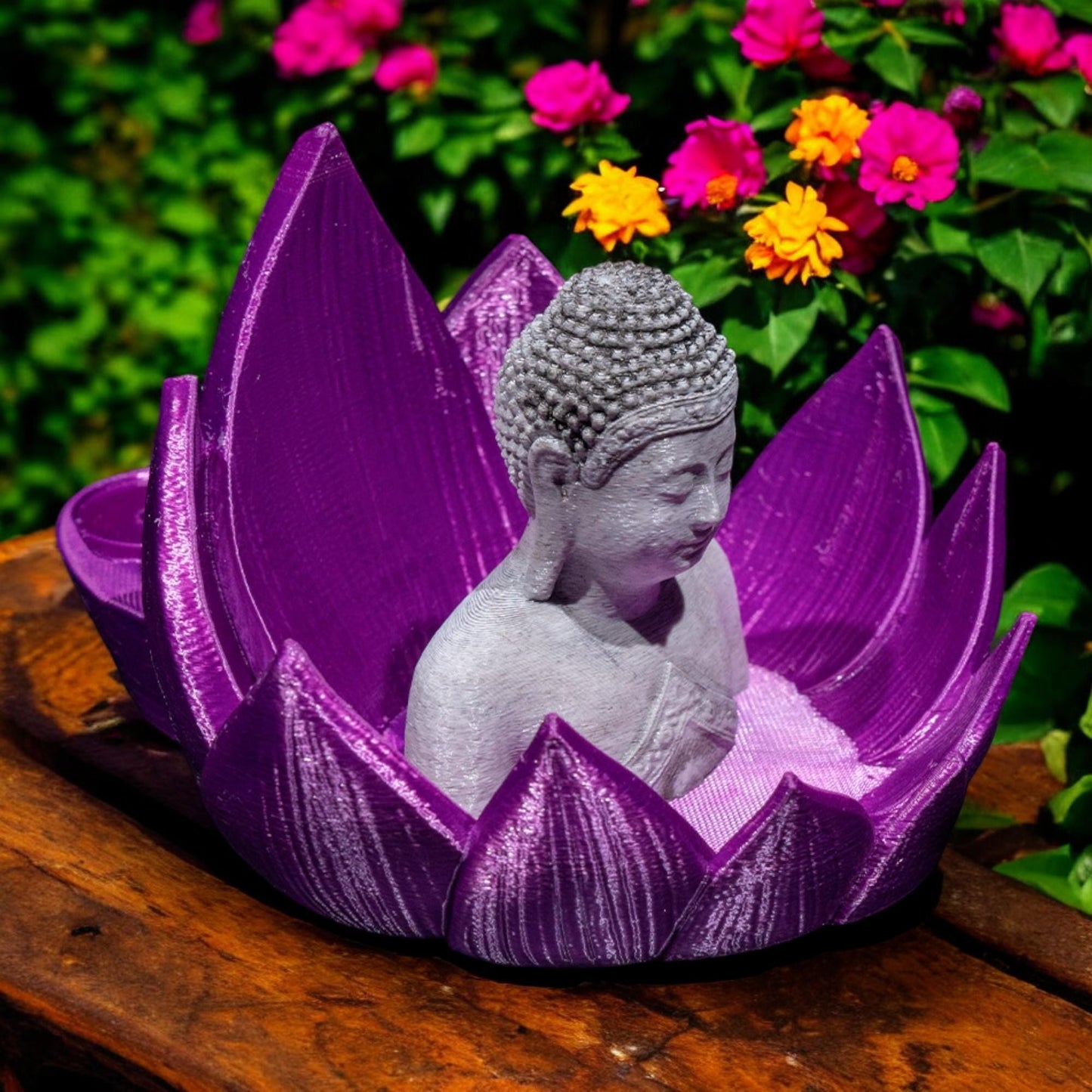 Incense Burner - Buddha in Lotus Flower Backflow Design | Altar Decor Perfect Gifts for Meditation & Relaxation