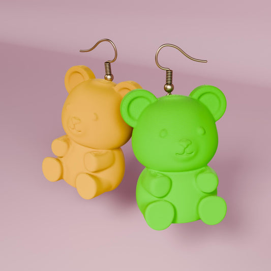 Fun Gummy Bear Earrings 3D Printed Jewelry for Unique Style & Gifts, Colorful Craft Accessories, Perfect for Friends