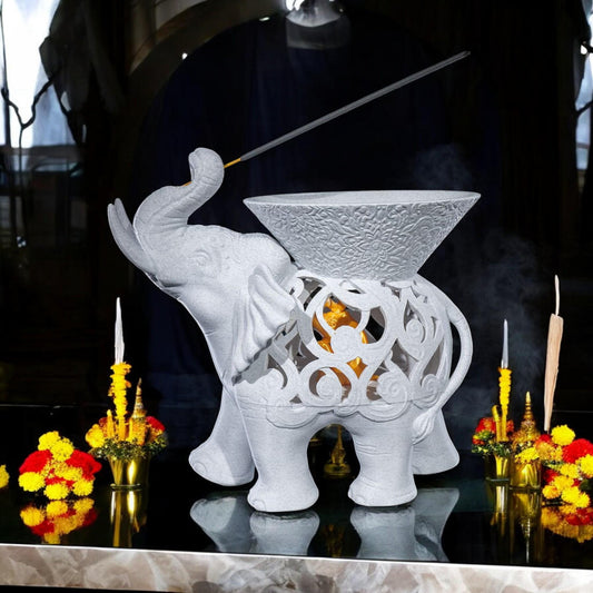 Elephant Ash Catcher - 3D Printed Incense Holder, Unique Home Decor for Tea Ceremonies & Relaxation, Pachyderm Design