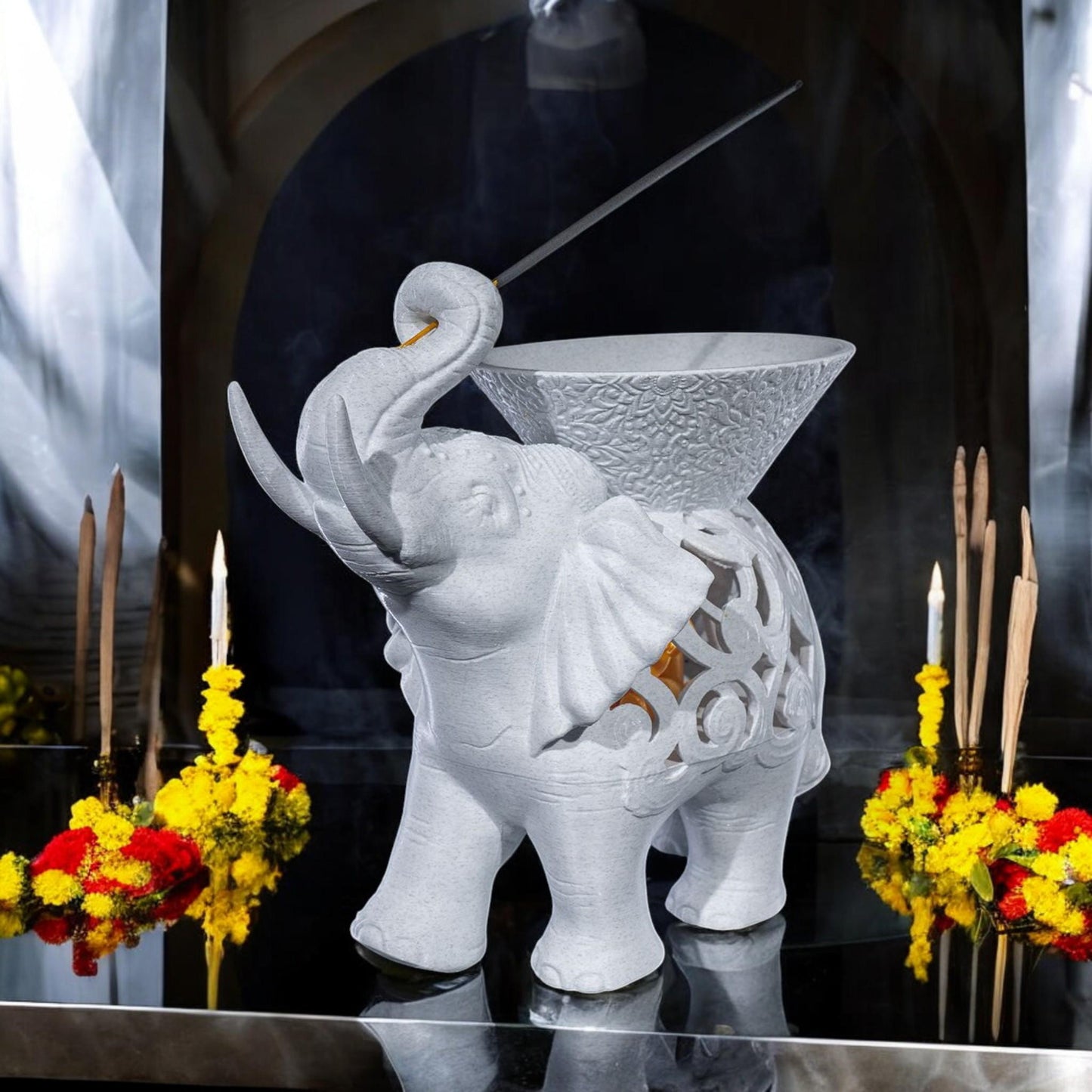 Elephant Ash Catcher - 3D Printed Incense Holder, Unique Home Decor for Tea Ceremonies & Relaxation, Pachyderm Design