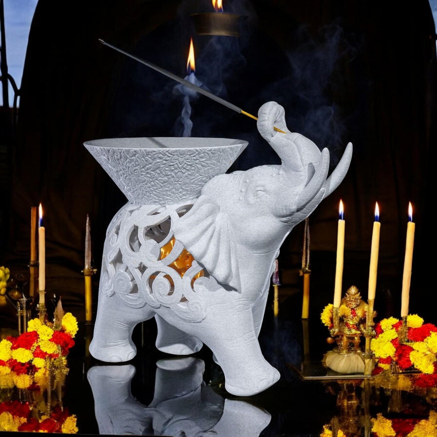 Elephant Ash Catcher - 3D Printed Incense Holder, Unique Home Decor for Tea Ceremonies & Relaxation, Pachyderm Design