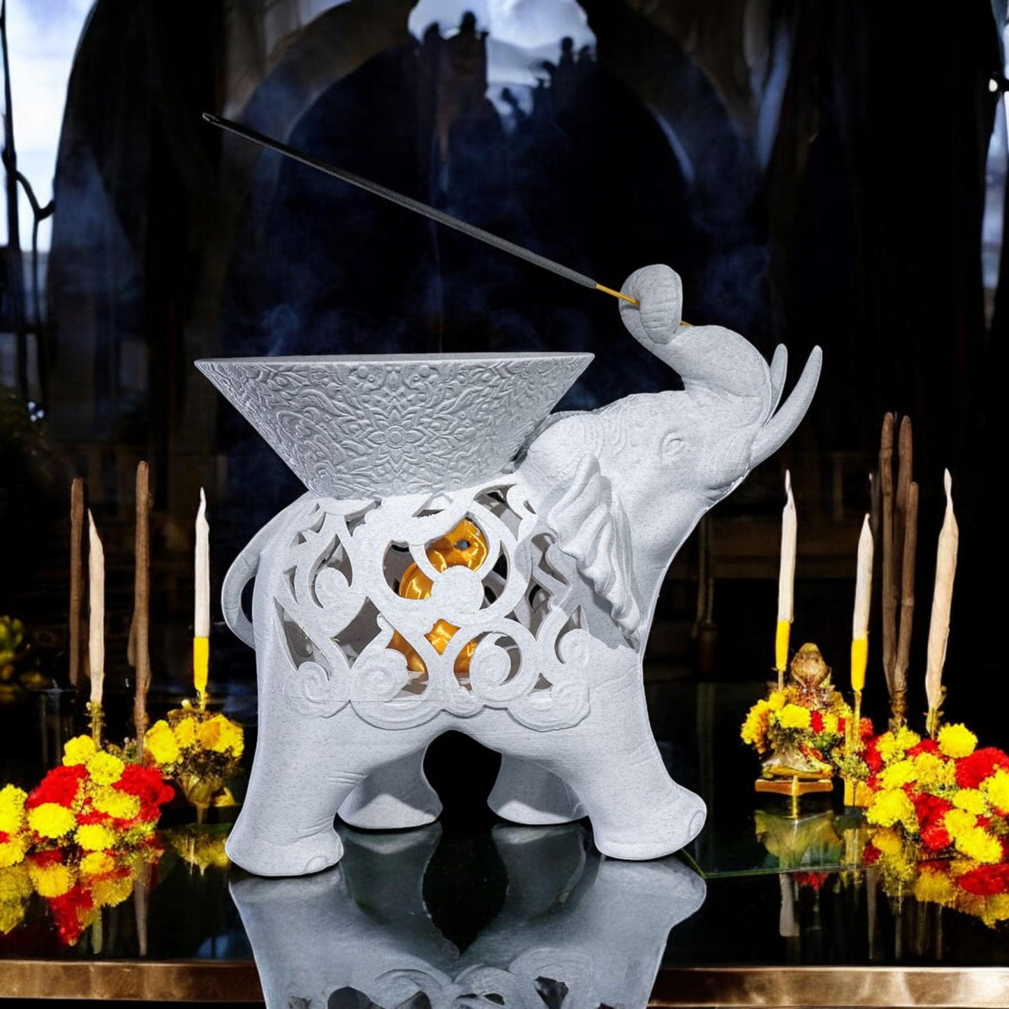 Elephant Ash Catcher - 3D Printed Incense Holder, Unique Home Decor for Tea Ceremonies & Relaxation, Pachyderm Design