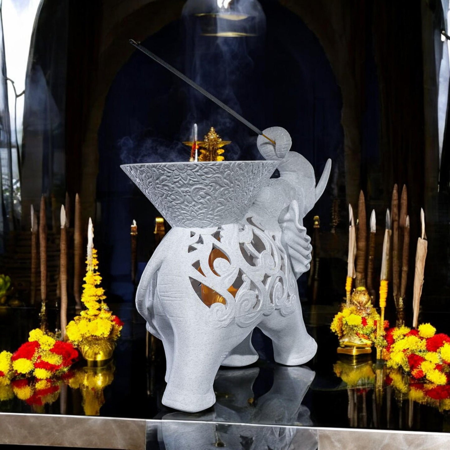 Elephant Ash Catcher - 3D Printed Incense Holder, Unique Home Decor for Tea Ceremonies & Relaxation, Pachyderm Design