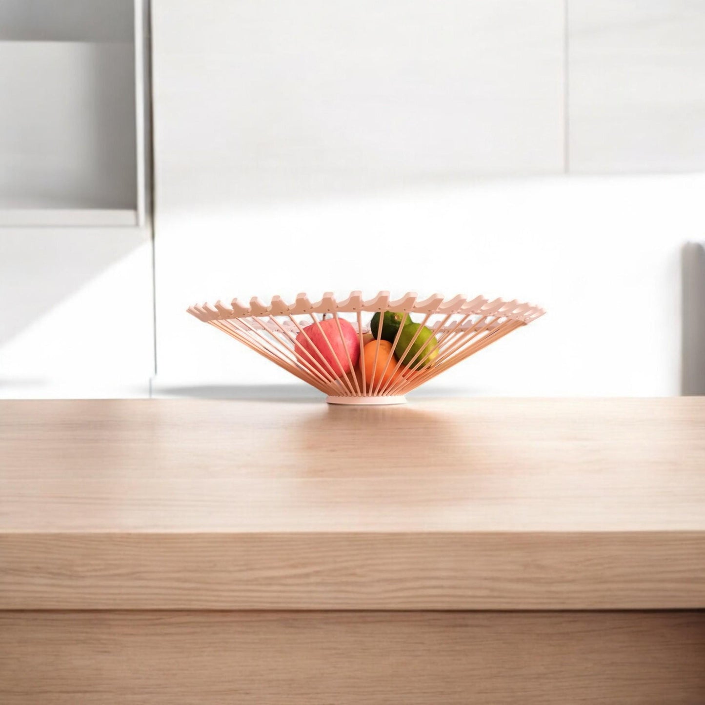 Handcrafted Art Deco Style 3D Printed Bowl | Unique Home Decor Piece with Wooden Skewers, Decoration Wooden Skewer Fruit Bowl Sun