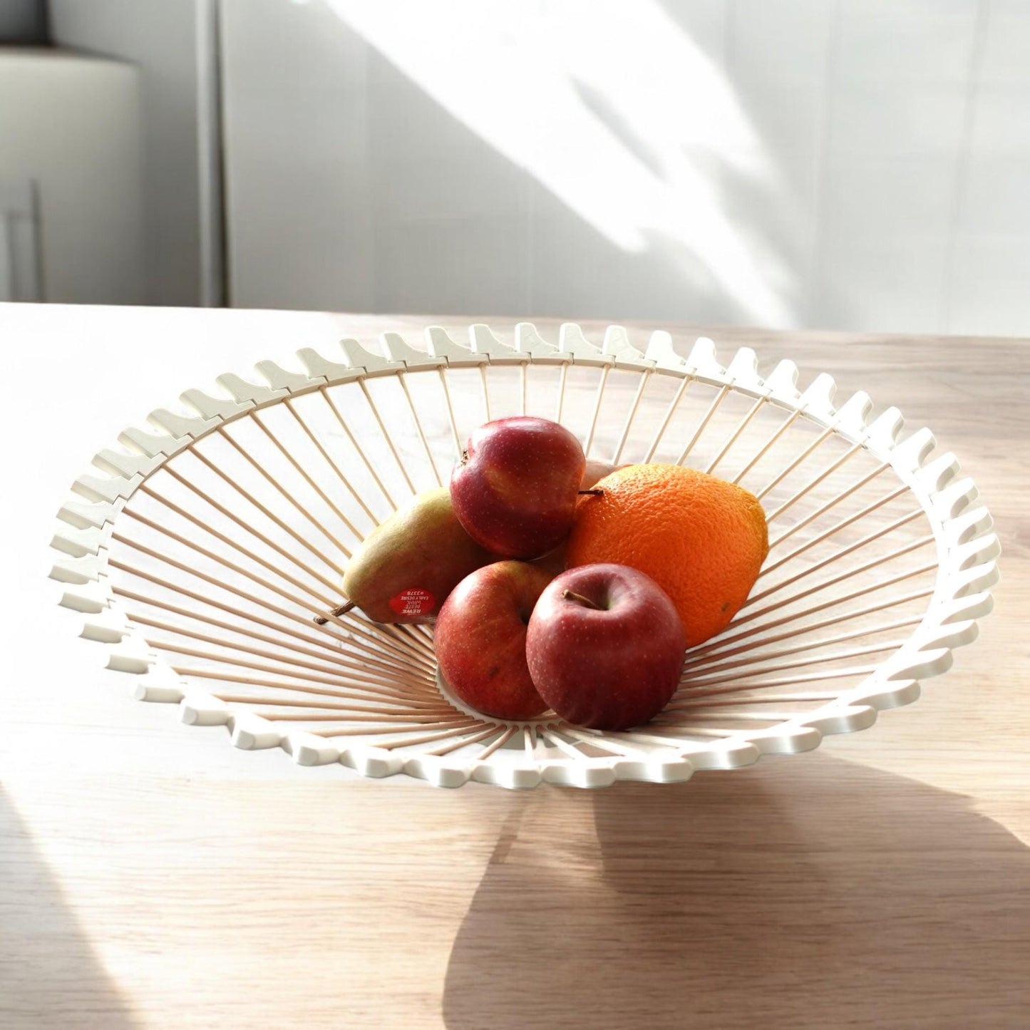 Handcrafted Art Deco Style 3D Printed Bowl | Unique Home Decor Piece with Wooden Skewers, Decoration Wooden Skewer Fruit Bowl Sun