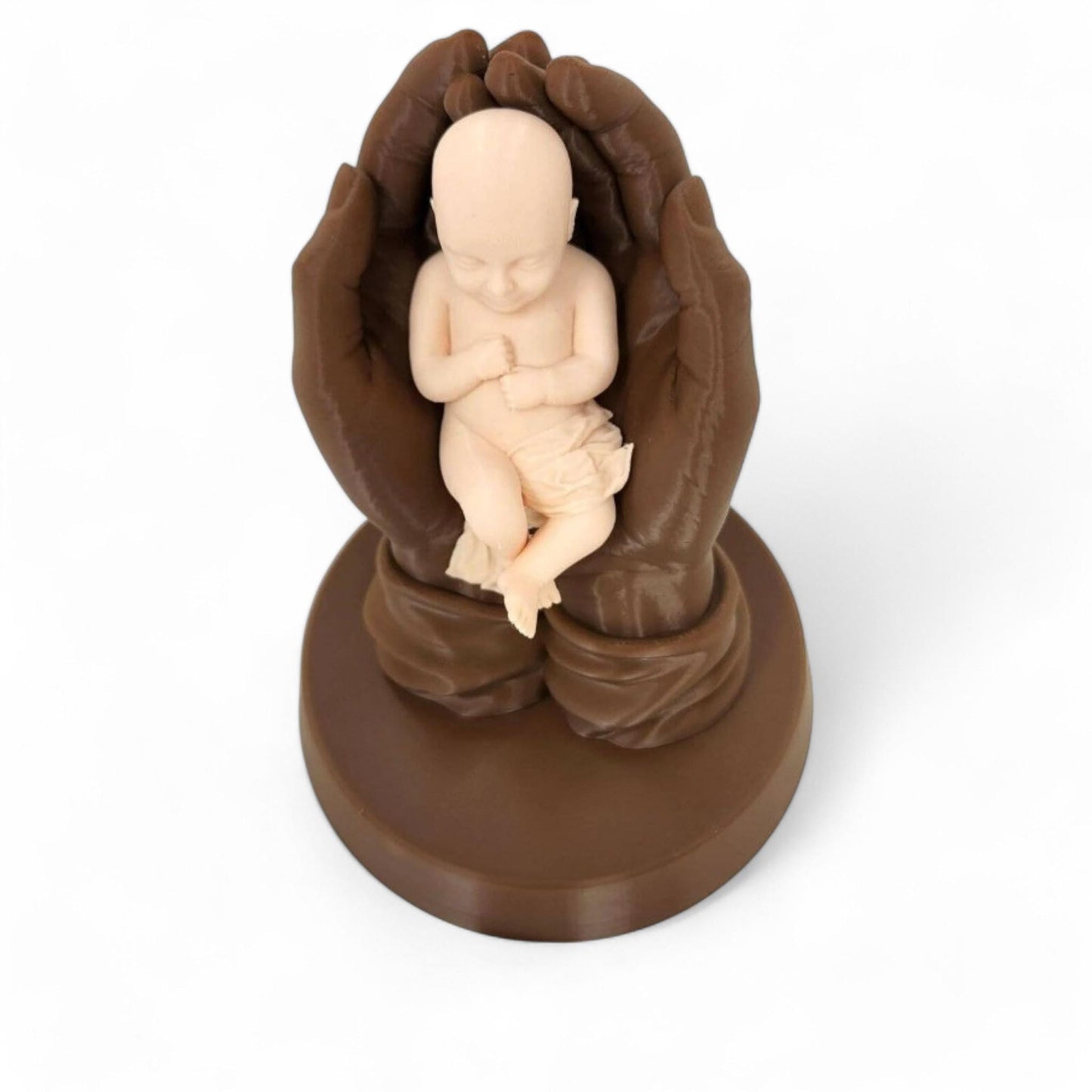 Jesus Holding Baby 3D Printed Praying Hands Keepsake Figurine - Inspirational Religious Gift & Decor, 7" Unique Design