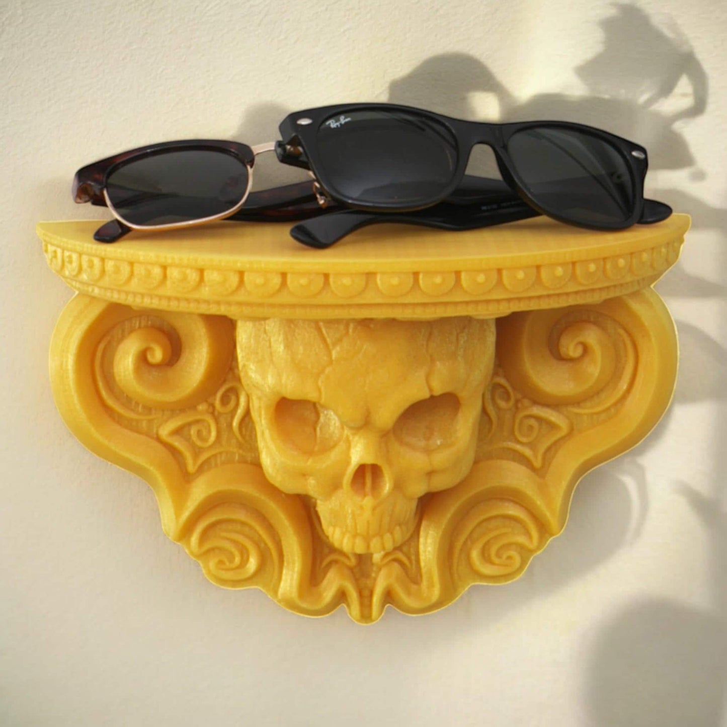 Cranio Mini Shelf: 3D Printed Skull Shelf Floating Wall Decor, Gothic Halloween Home Art, Unique Custom Decor for Spooky Style