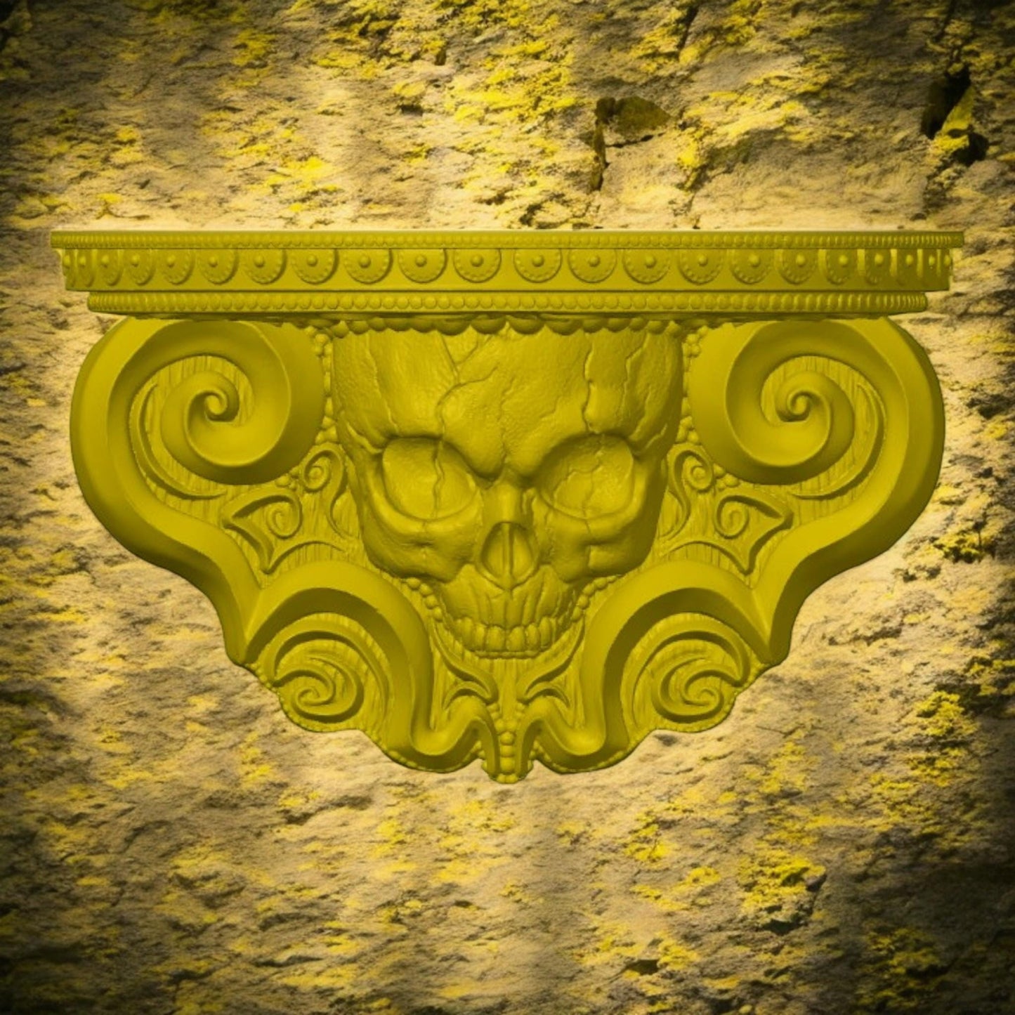 Cranio Mini Shelf: 3D Printed Skull Shelf Floating Wall Decor, Gothic Halloween Home Art, Unique Custom Decor for Spooky Style