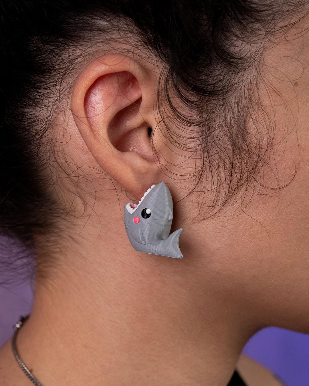 Great White Shark Earrings 3D Printed  | Magnetic or Post Options | Unique Ocean Themed Jewelry for Shark Lovers