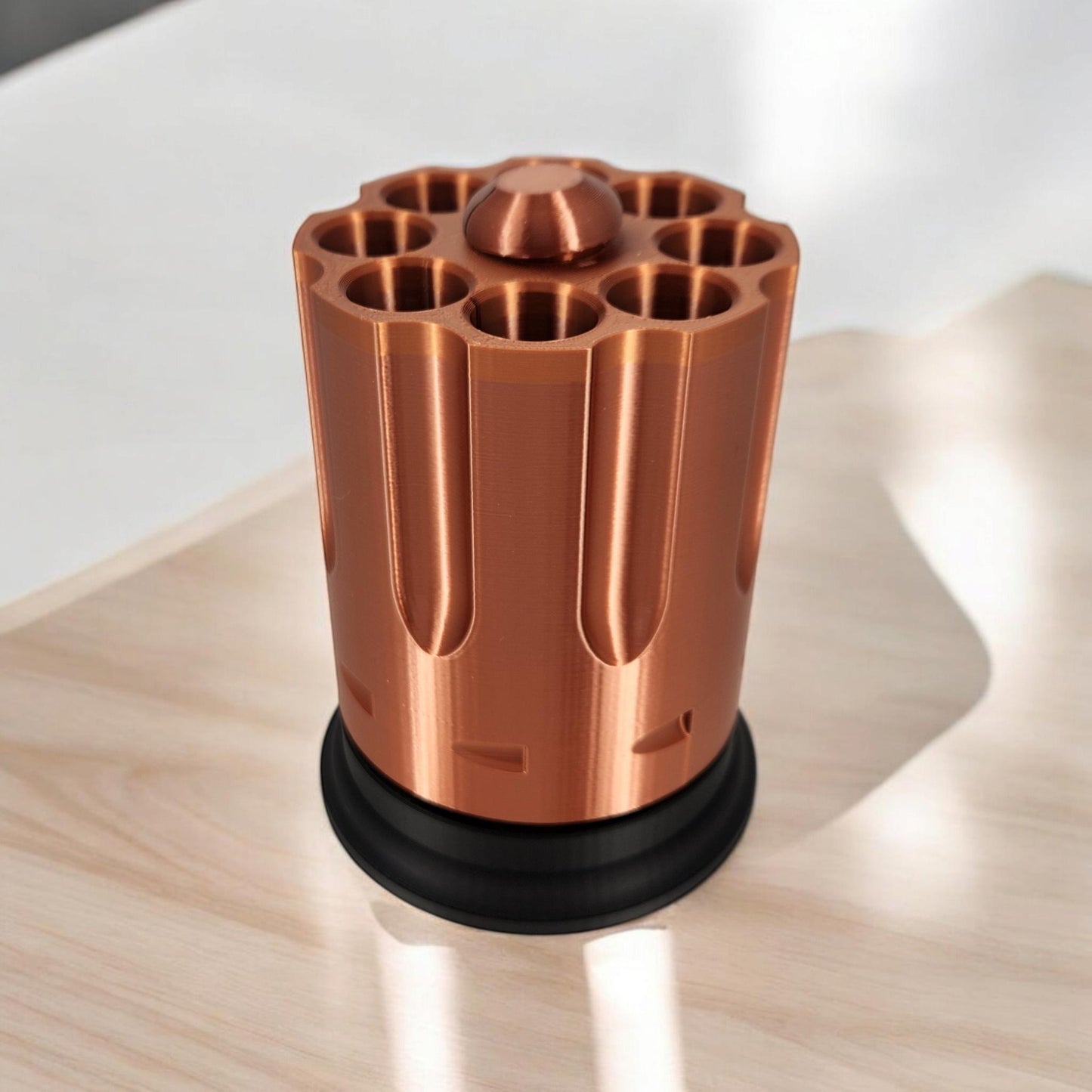 3D Printed Revolver Cylinder Pen, Pencil & Toothbrush Holder - Unique Desktop Decor Accessory, Fun Gift for Gun Lovers