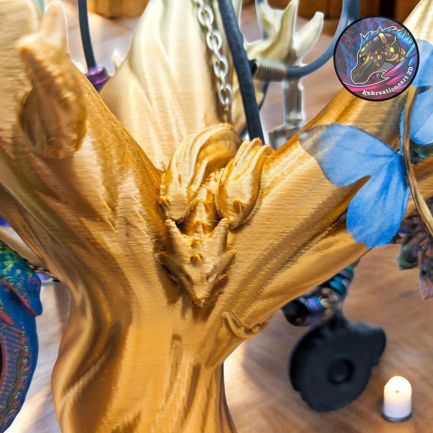 Fantasy Jewelry Tree with Small Dragon | Unique 3D Printed Dice Storage & Home Organization Gift Idea