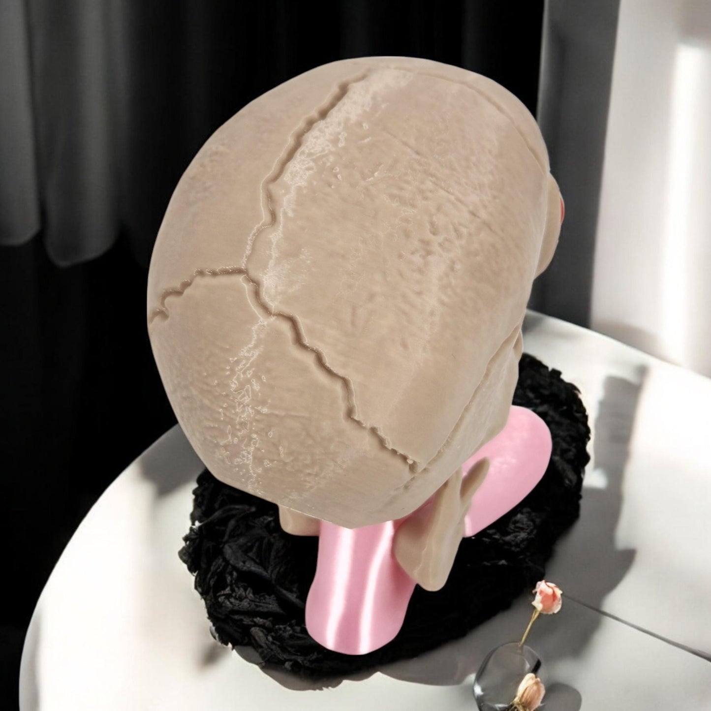 Skull with Tongue Out & Heart Eyes - "Love at First Death" Jaw Drop 3D Printed Decor, Unique Decor Gift for Gothic Lovers