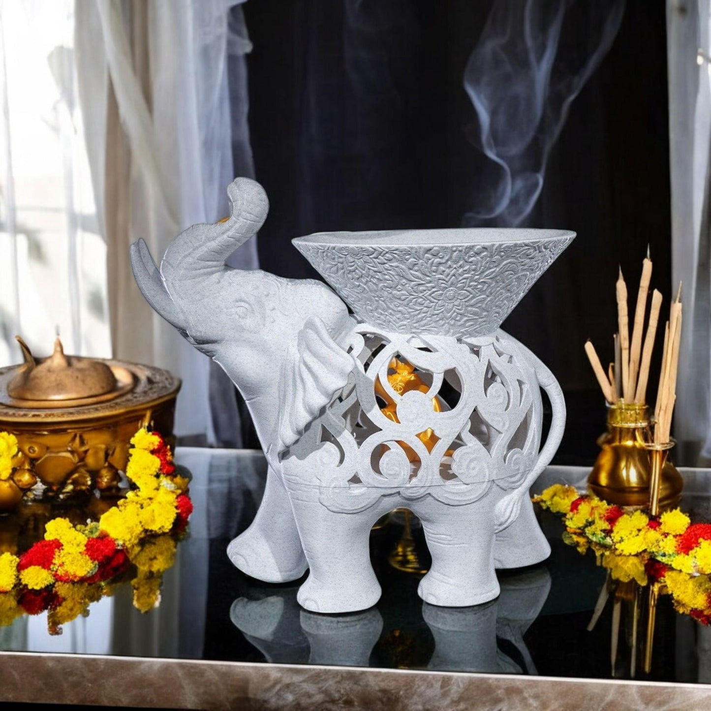 Elephant Ash Catcher - 3D Printed Incense Holder, Unique Home Decor for Tea Ceremonies & Relaxation, Pachyderm Design