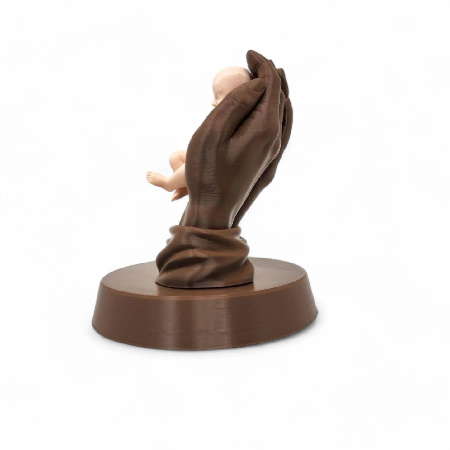 Jesus Holding Baby 3D Printed Praying Hands Keepsake Figurine - Inspirational Religious Gift & Decor, 7" Unique Design