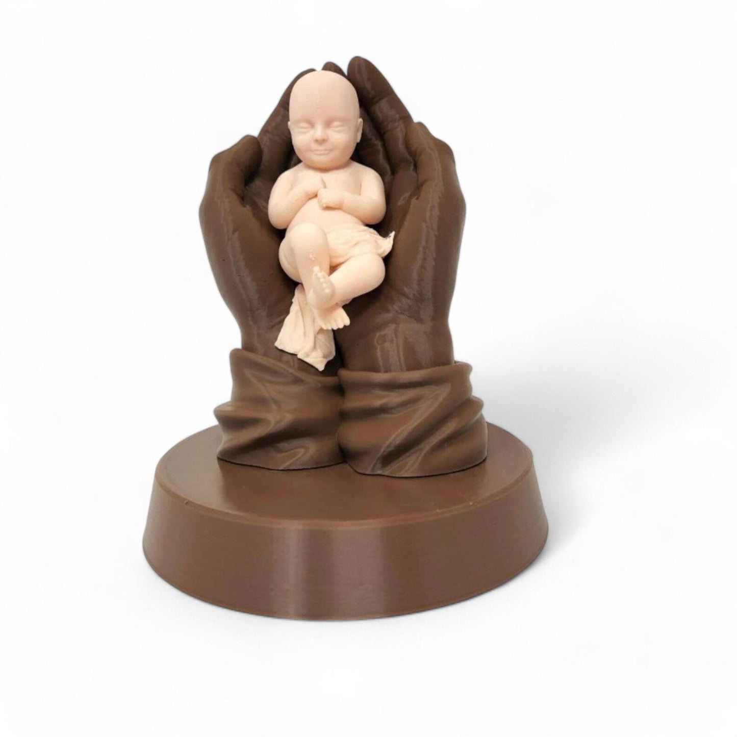 Jesus Holding Baby 3D Printed Praying Hands Keepsake Figurine - Inspirational Religious Gift & Decor, 7" Unique Design