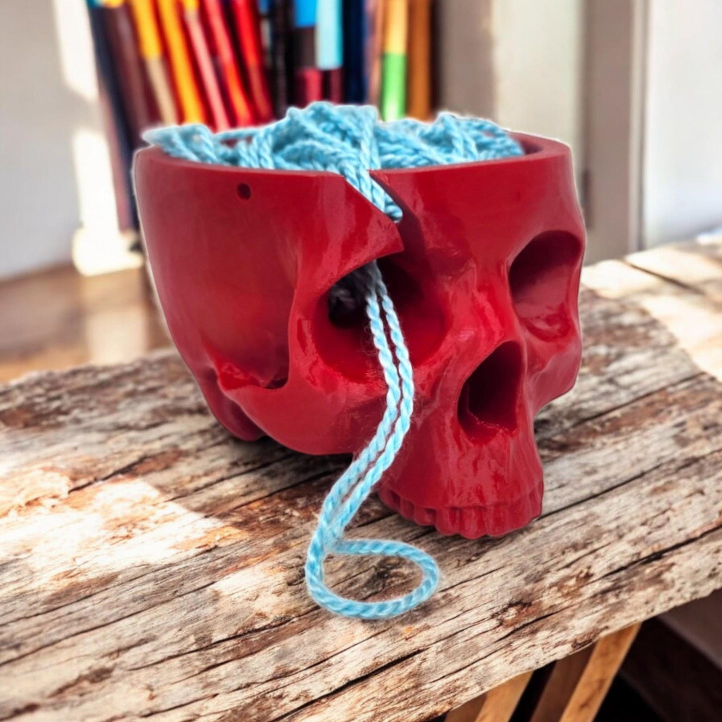 Skull Shaped Yarn Bowl - 3D Printed Gothic-Inspired Knitting & Crochet Accessory, Unique Yarn Holder for Crafters