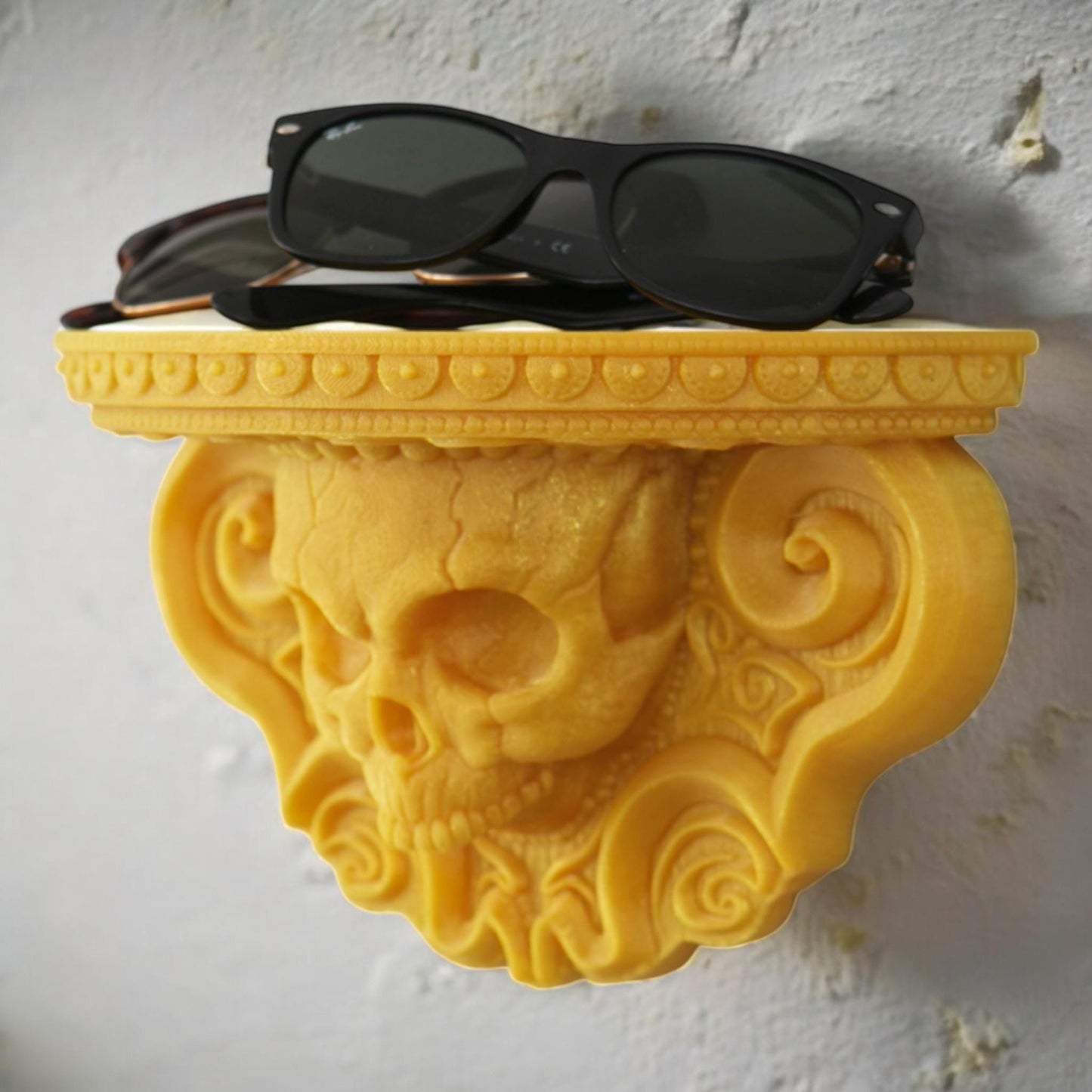 Cranio Mini Shelf: 3D Printed Skull Shelf Floating Wall Decor, Gothic Halloween Home Art, Unique Custom Decor for Spooky Style