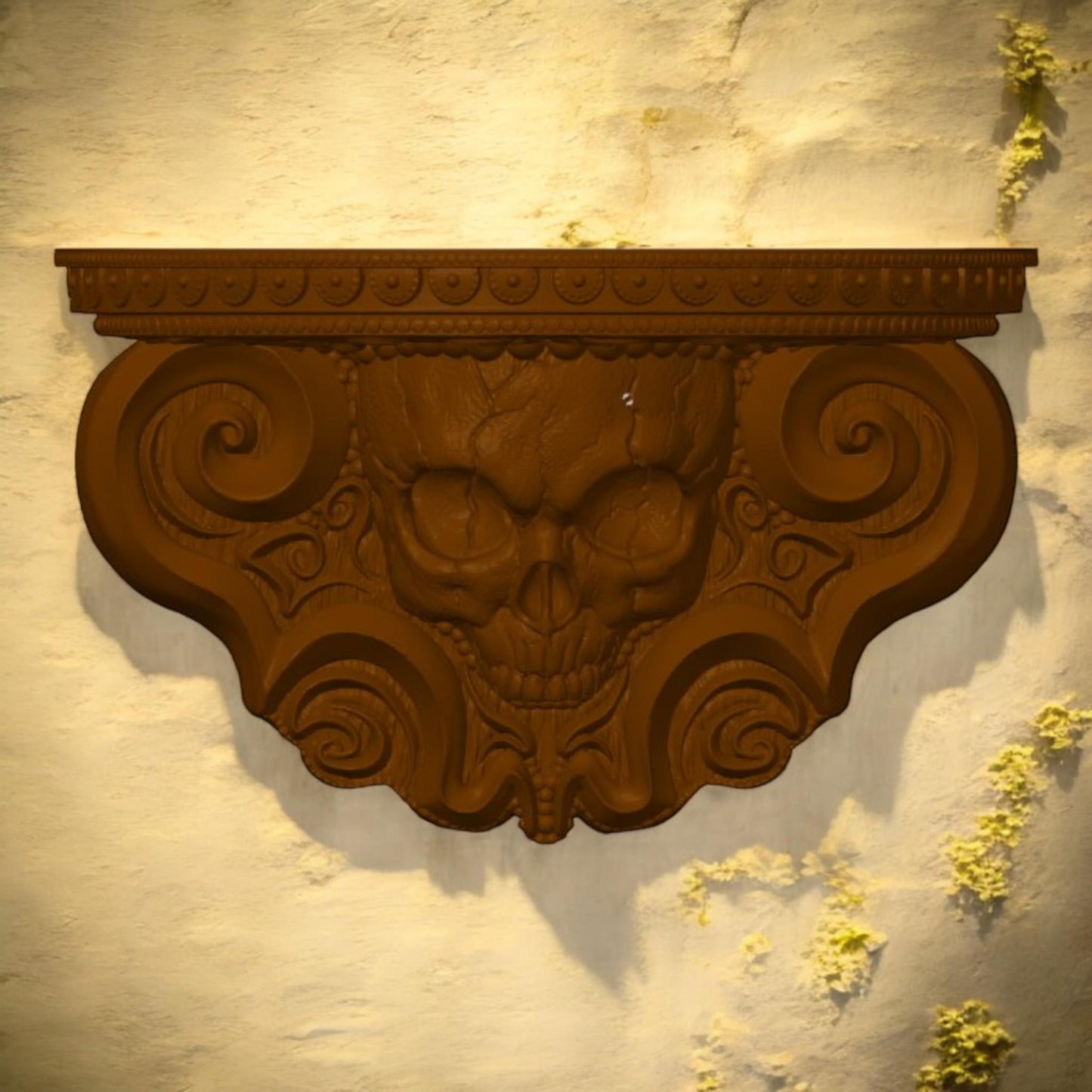 Cranio Mini Shelf: 3D Printed Skull Shelf Floating Wall Decor, Gothic Halloween Home Art, Unique Custom Decor for Spooky Style