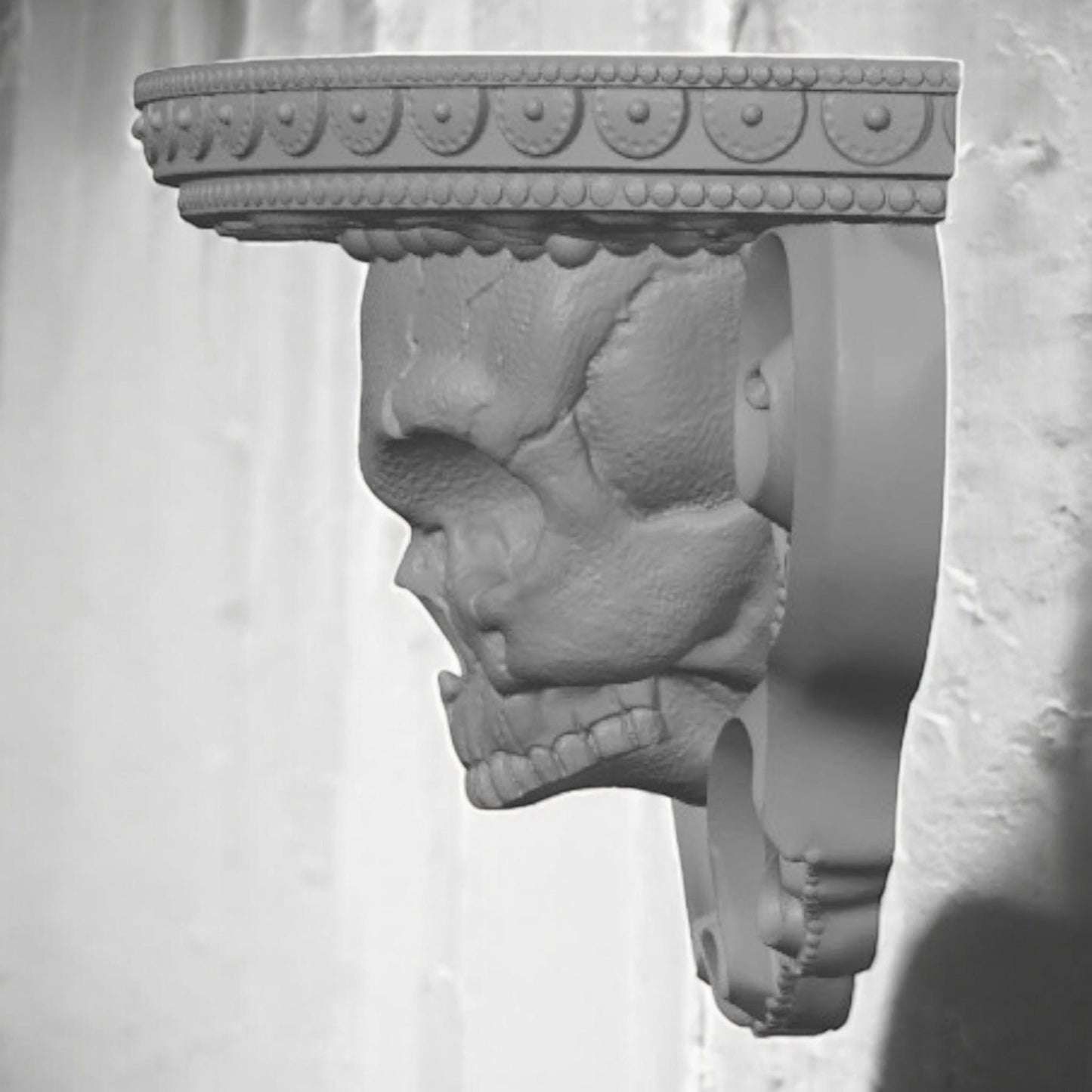 Cranio Mini Shelf: 3D Printed Skull Shelf Floating Wall Decor, Gothic Halloween Home Art, Unique Custom Decor for Spooky Style