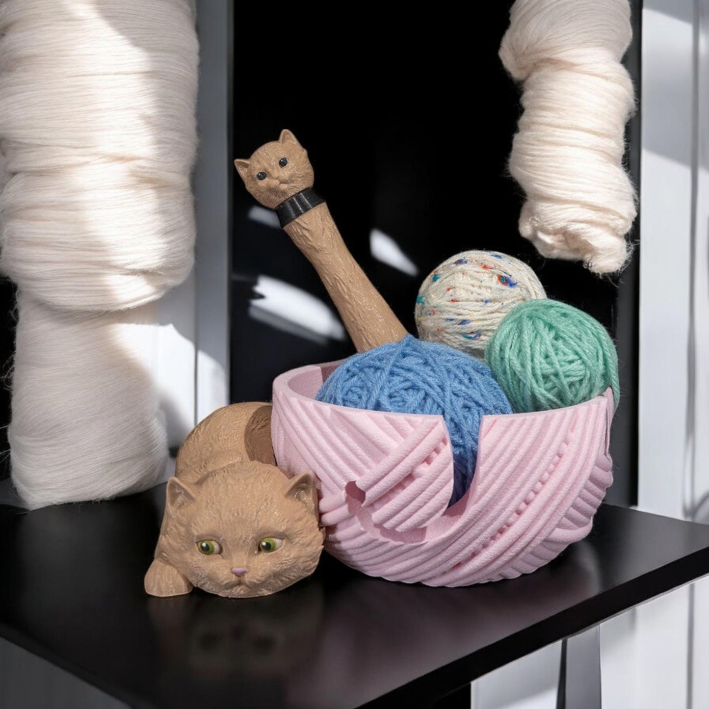 Cat Yarn Holder – Cute Cat Yarn Bowl Hook Case, Knitting Supplies Organizer, Perfect Gift for Feline Lovers & Crochet Enthusiasts