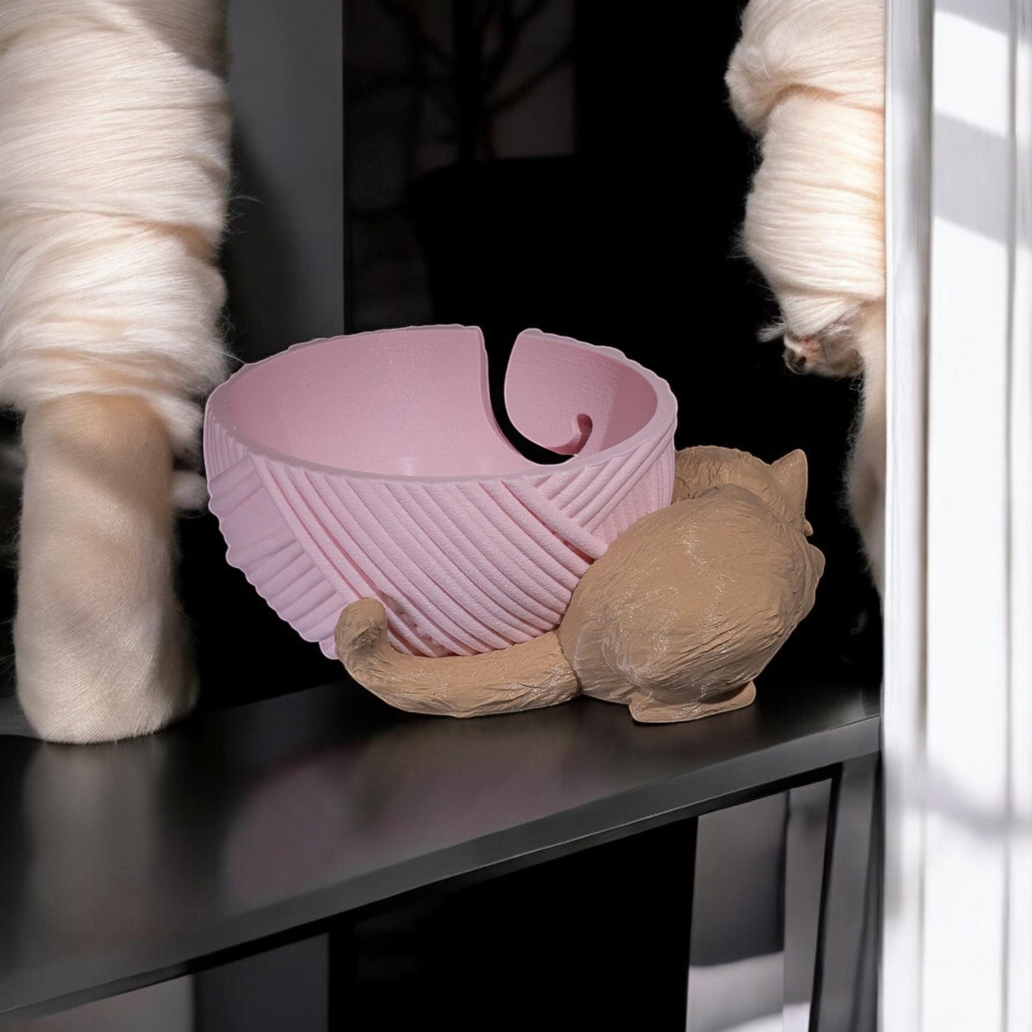 Cat Yarn Holder – Cute Cat Yarn Bowl Hook Case, Knitting Supplies Organizer, Perfect Gift for Feline Lovers & Crochet Enthusiasts