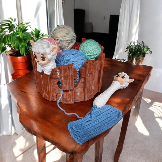 Sheep Yarn Holder – Cute Lamb Yarn Bowl Organizer, Perfect Gift for Knitting & Crochet Enthusiasts