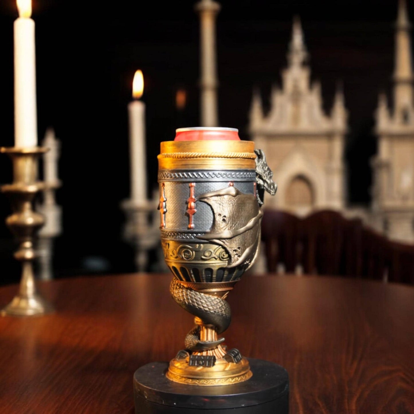 Dragon Inspired Soda Goblet - Unique 3D Printed Cup Holder for 12oz Cans, Fantasy Drinkware & Gifts for Dragon Lovers