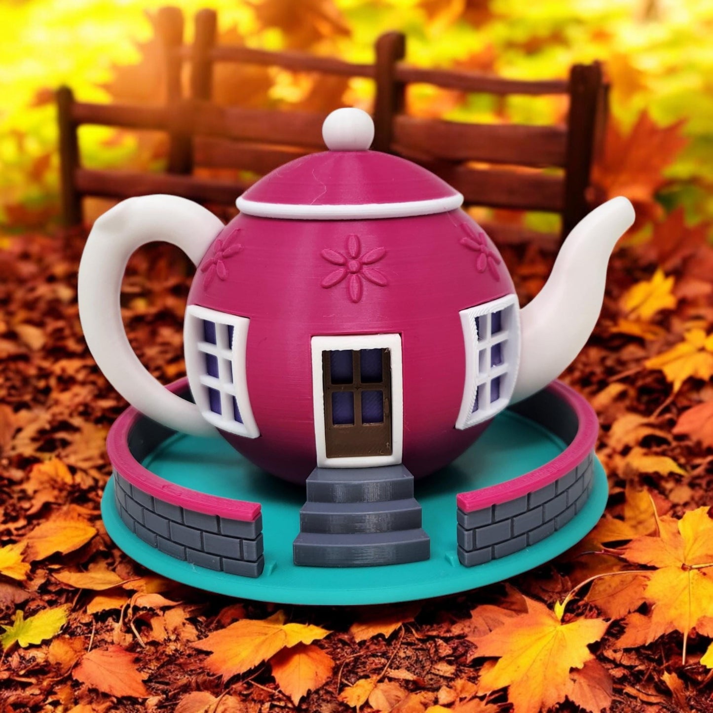 Fairy Houses: Teapot Style 3D Printed Fairy House Tea Light for Garden Decor & Kids Play - Unique Handmade Gift