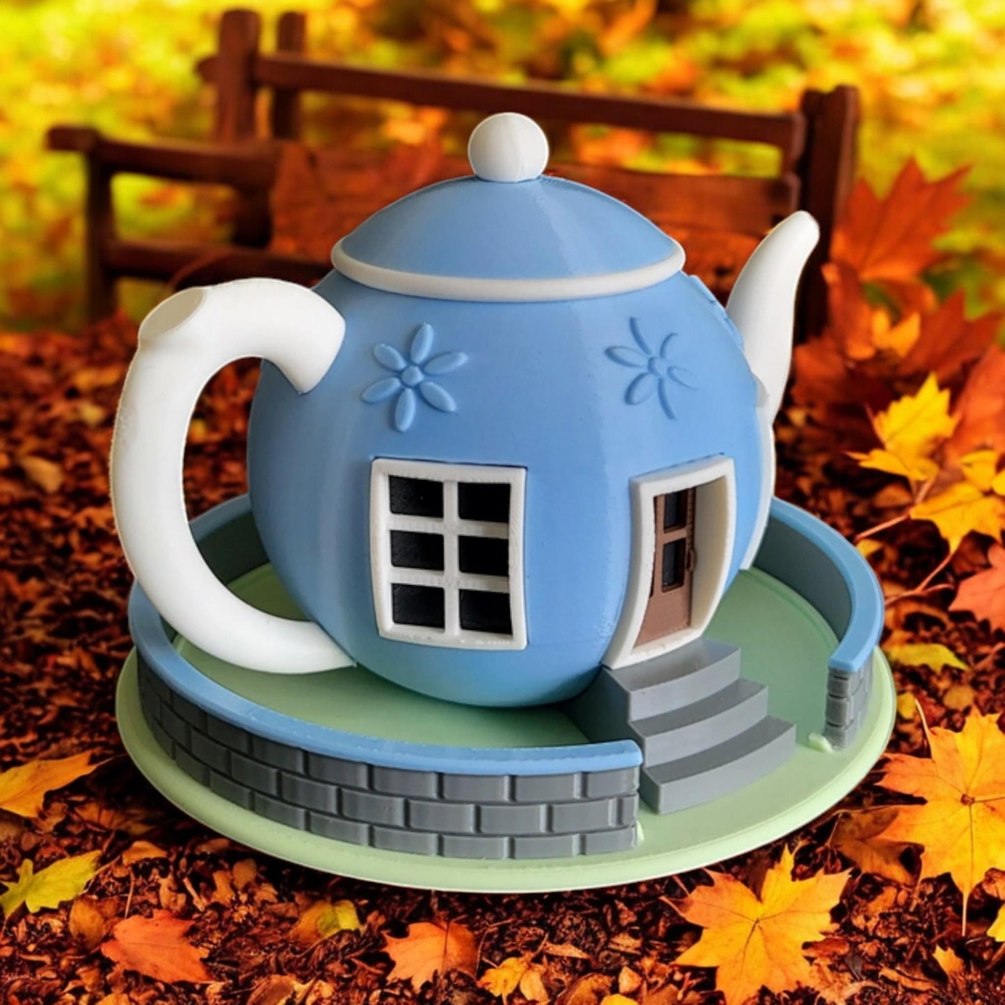Fairy Houses: Teapot Style 3D Printed Fairy House Tea Light for Garden Decor & Kids Play - Unique Handmade Gift