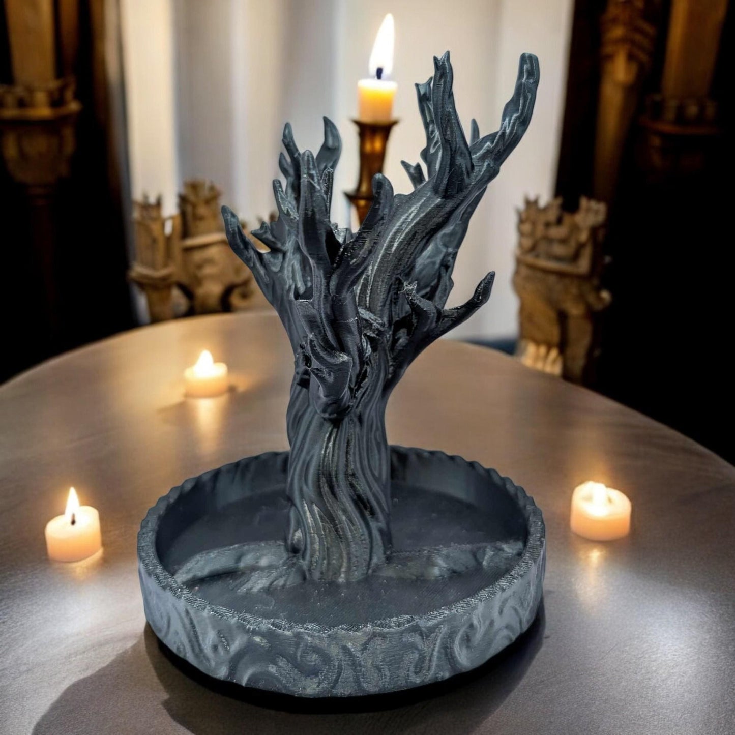 Fantasy Jewelry Tree with Small Dragon | Unique 3D Printed Dice Storage & Home Organization Gift Idea