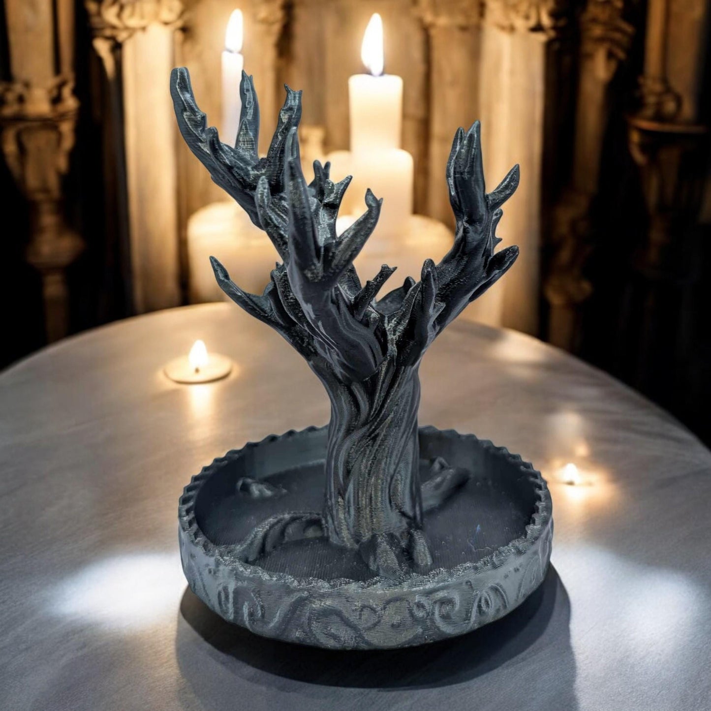 Fantasy Jewelry Tree with Small Dragon | Unique 3D Printed Dice Storage & Home Organization Gift Idea