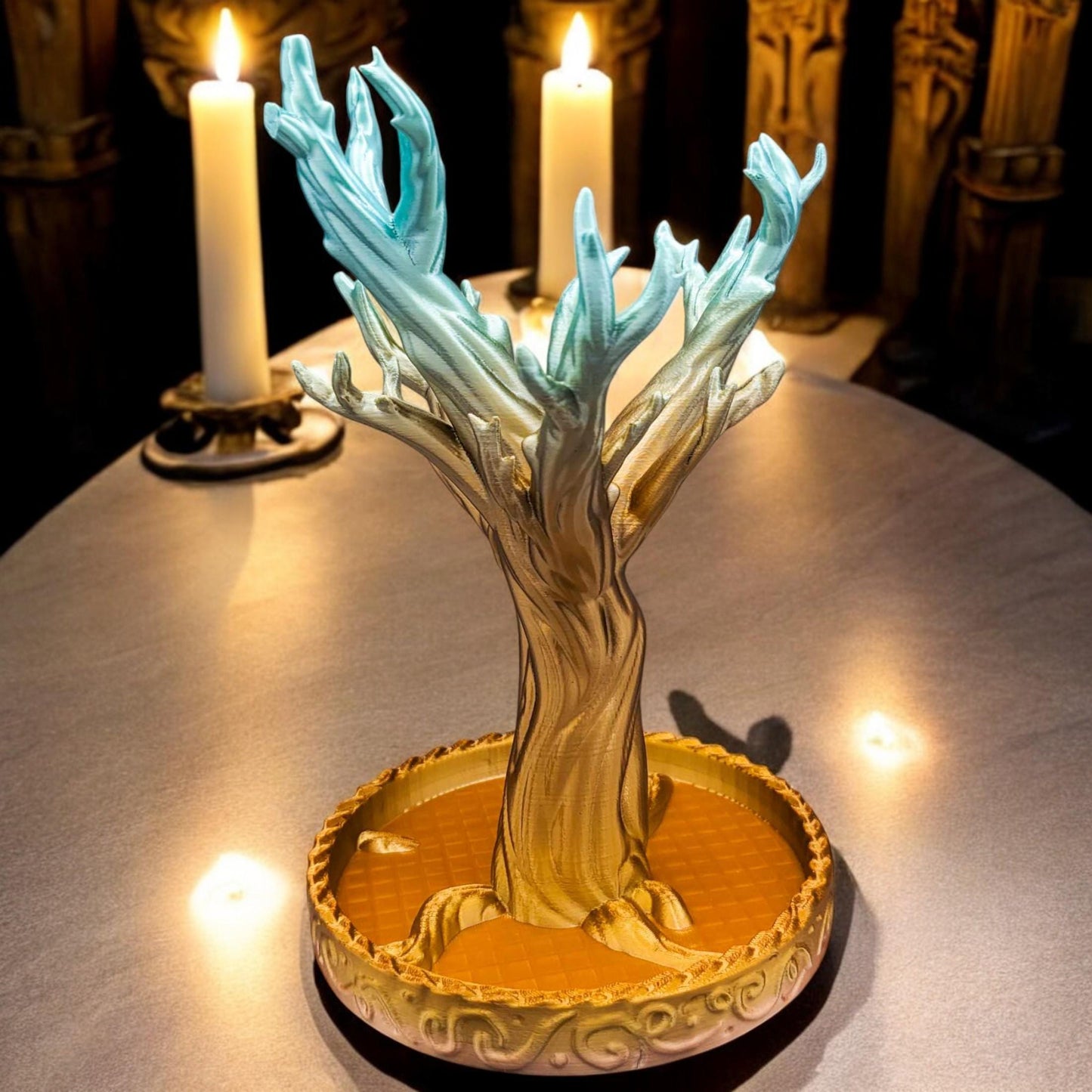 Fantasy Jewelry Tree with Small Dragon | Unique 3D Printed Dice Storage & Home Organization Gift Idea