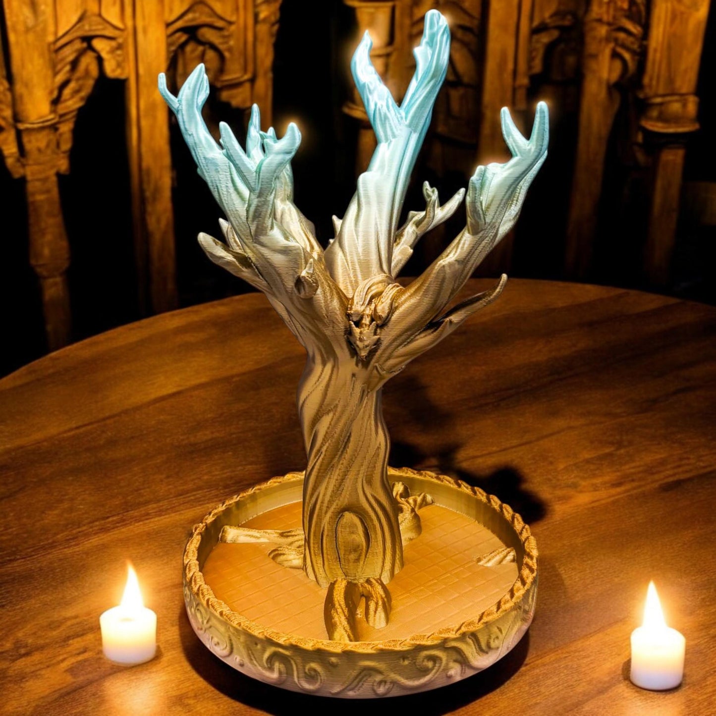 Fantasy Jewelry Tree with Small Dragon | Unique 3D Printed Dice Storage & Home Organization Gift Idea