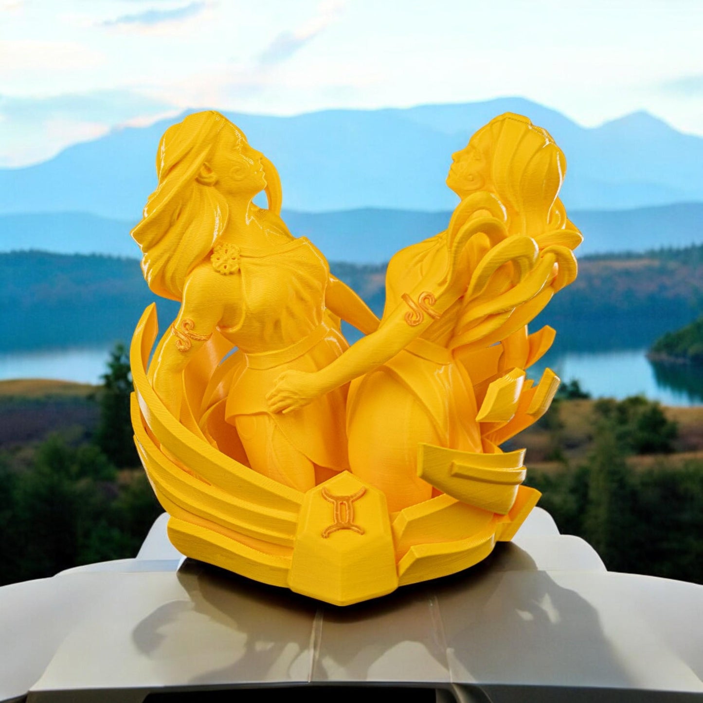 Gemini Sculpture Figurine | Unique 3D Printed Zodiac Decor & Astrology Gifts for Gemini Lovers